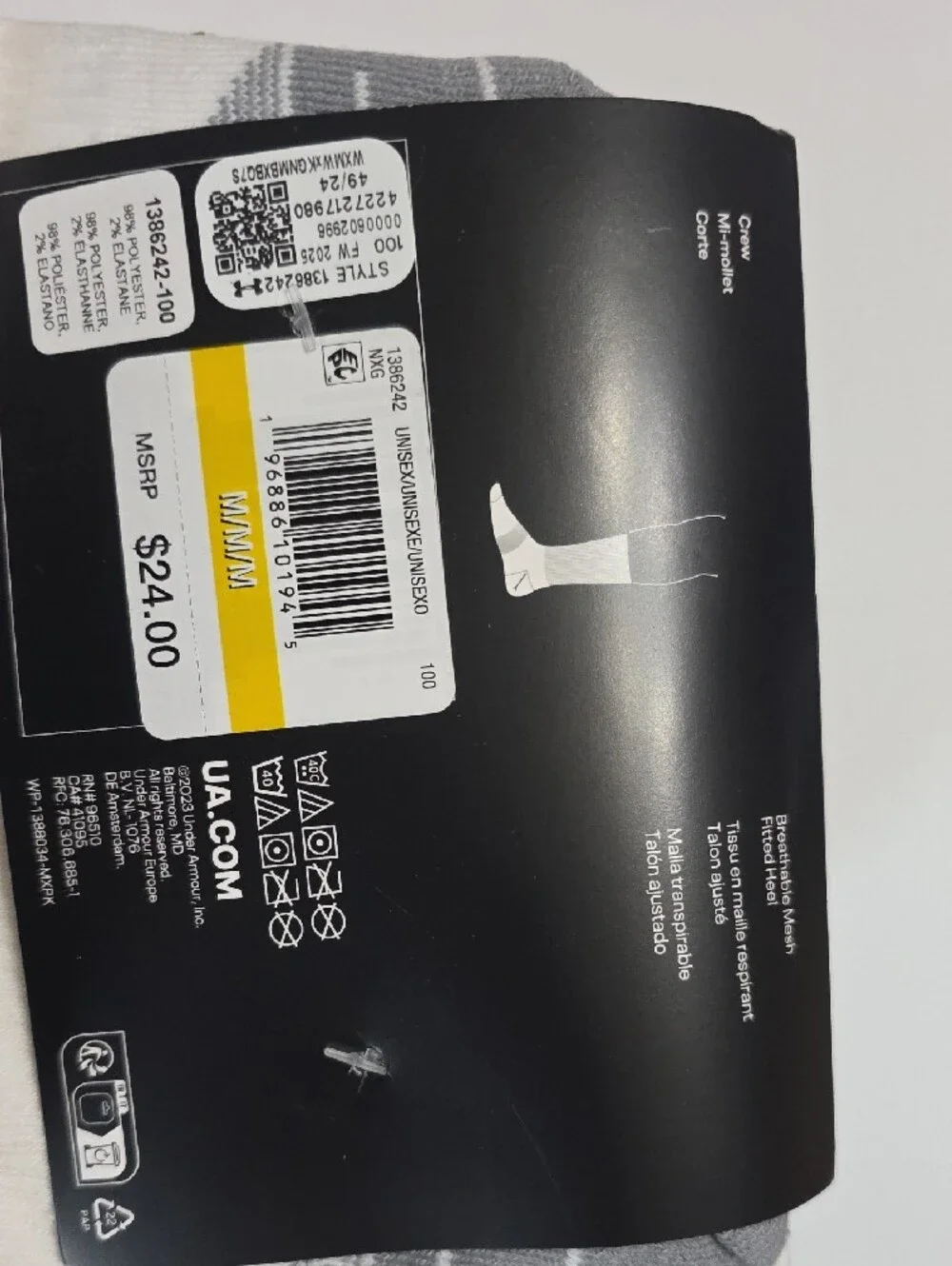 Under Armour White & Gray Men's Cushioned Crew Athletic Socks - 6 Pack
